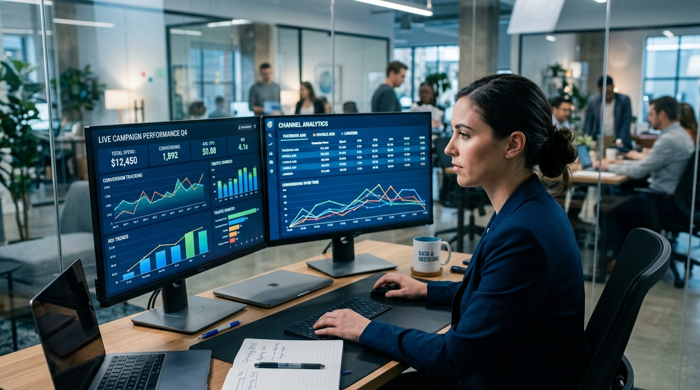 Monitorização de campanhas e ajustes contínuos para melhorar resultados com o mesmo investimento.
